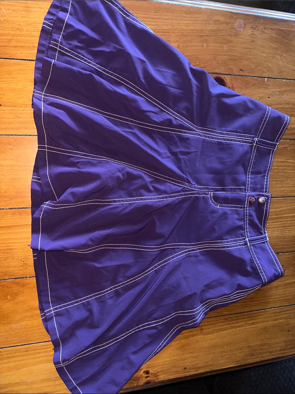 Athleta Purple Flared Skort with Contrast White Stitching